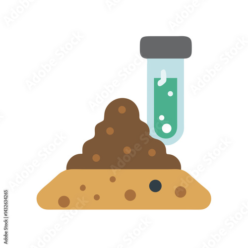 Soil sample analysis with test tube icon illustration