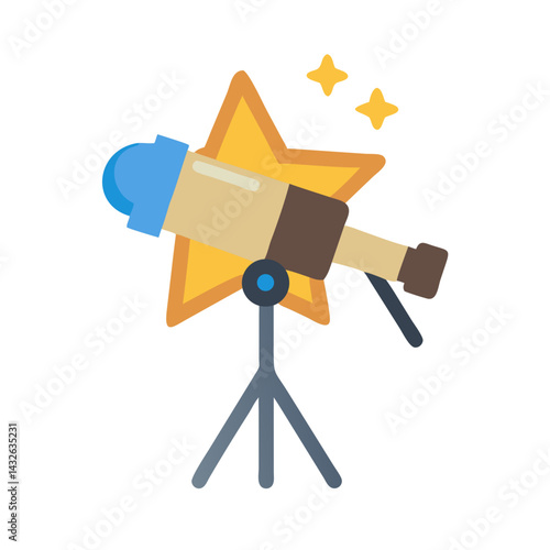 Telescope star gazing, science exploration and discovery icon