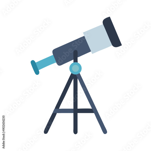 Telescope illustration against a black background for space exploration