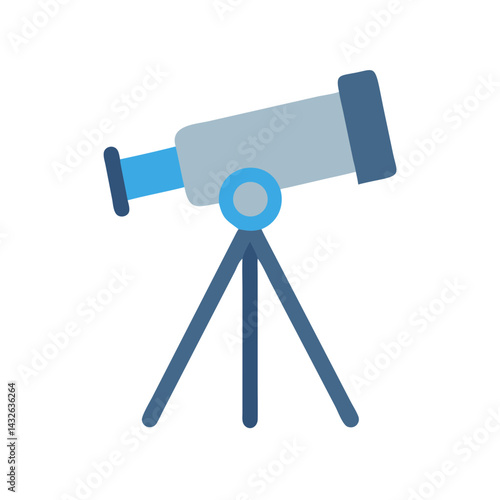 Cartoon Telescope on a Tripod for Exploration and Science