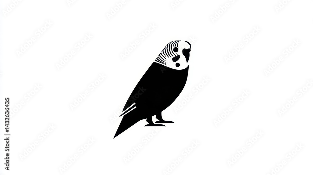 Fototapeta premium Stylized silhouette of a small, feathered bird.