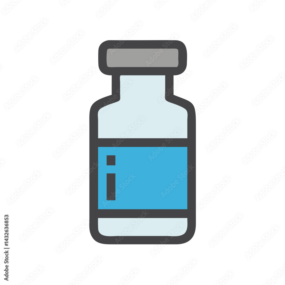 Vaccine vial icon, medicine bottle concept, medication illustration Vaccine vial icon, medicine bottle concept, medication illustration