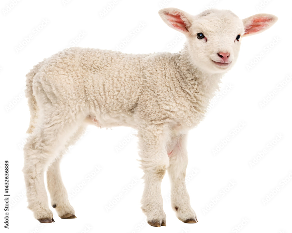 Young sheep looking at camera isolated on transparent background
Young sheep looking at camera isolated on transparent background