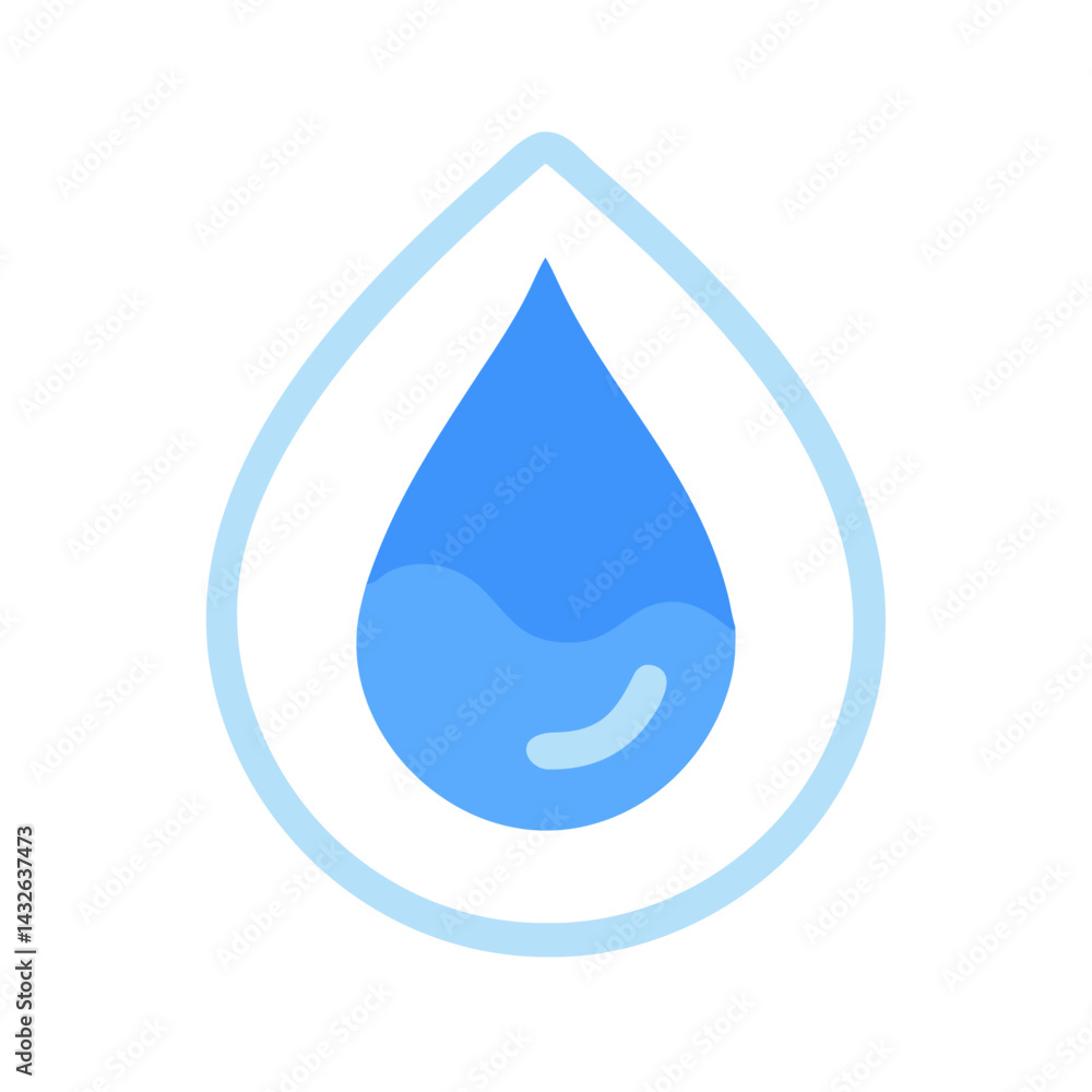 Water drop icon with blue on black background Water drop icon with blue on black background