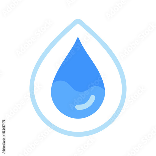 Water drop icon with blue on black background