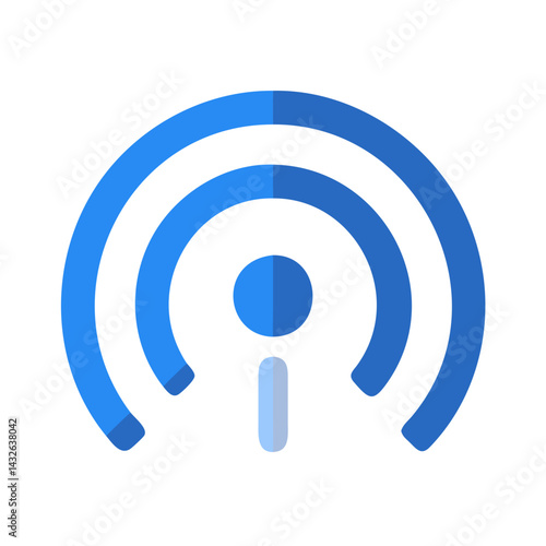 Blue Podcast Icon on Black Background. Simple Symbol