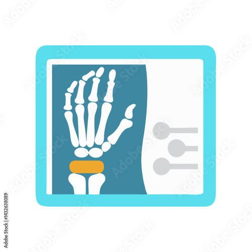 Colorful flat x-ray illustration of a hand