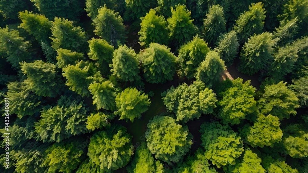 Fototapeta premium A young green forest in spring or summer