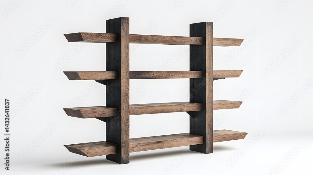 Modern wooden bookshelf with studio shot. Modern wooden bookshelf with studio shot.