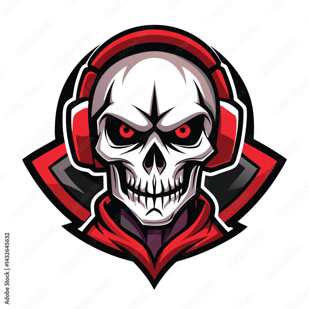 Fototapeta premium Skull with headphones, aggressive design