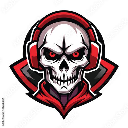 Skull with headphones, aggressive design