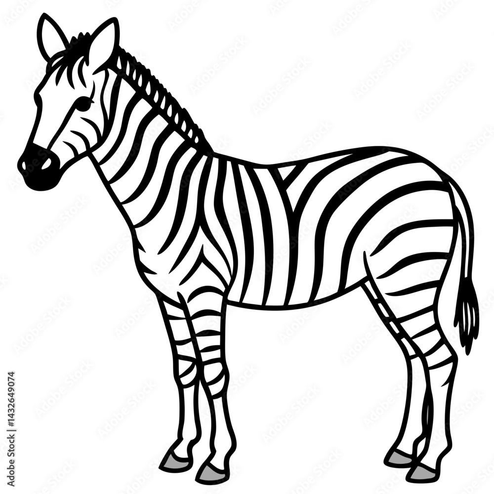 Fototapeta premium Detailed Zebra Line Drawing