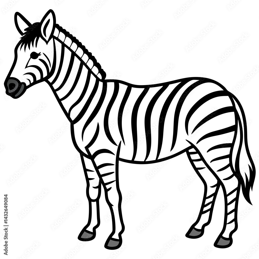 Fototapeta premium Detailed Zebra Line Drawing
