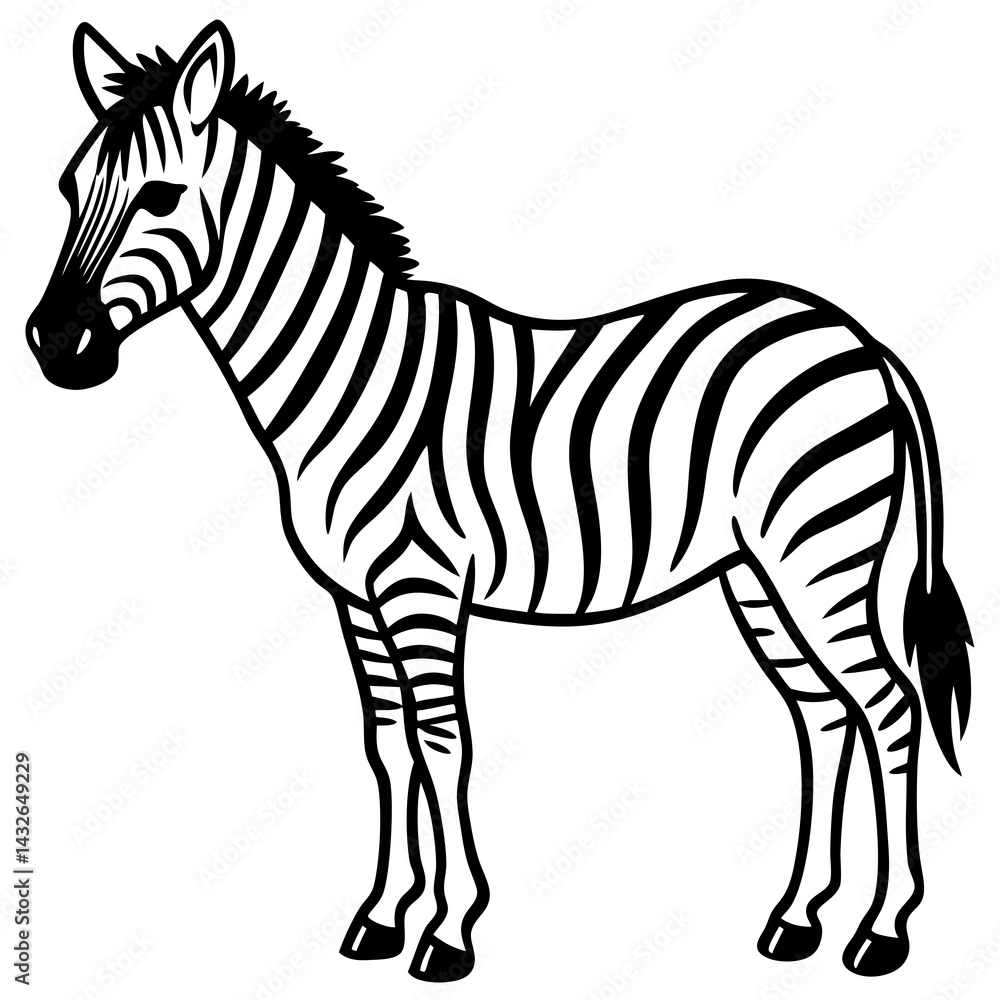 Fototapeta premium Detailed Zebra Line Drawing