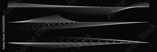 Digital sound equalizer . Audio signal frequency signal . Abstract flow linear fluid wavy shape . Acoustic volume lines .Curved lines pattern . Music sound wave . Vector illustration
