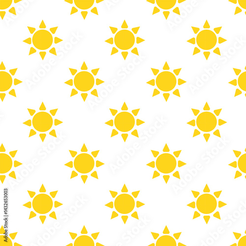 Seamless Pattern with Cute Sun. Vector flat illustration.