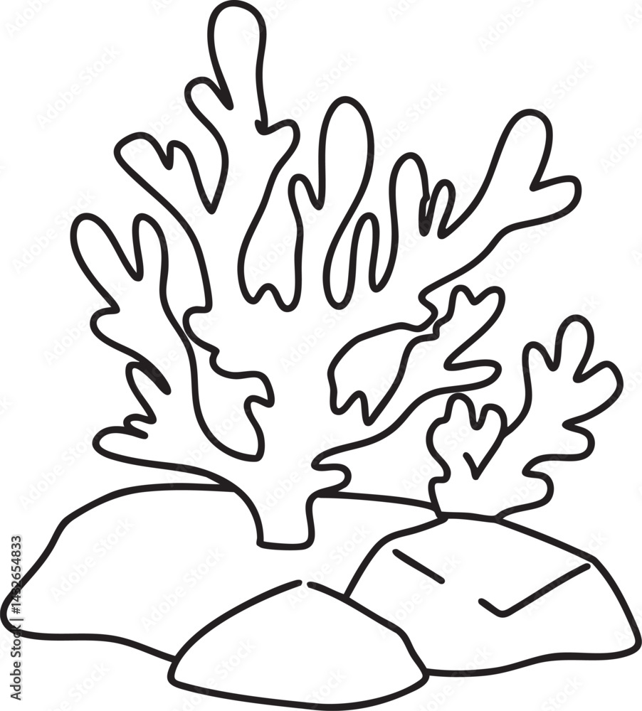 Obraz premium Basic coral branch line art