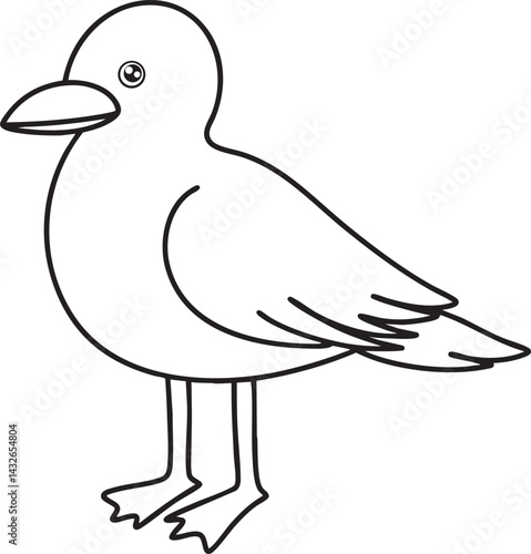 Simple seagull standing outline drawing