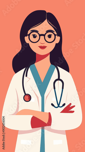 Minimalist Female Doctor Avatar with Stethoscope for Healthcare and Medical Designs