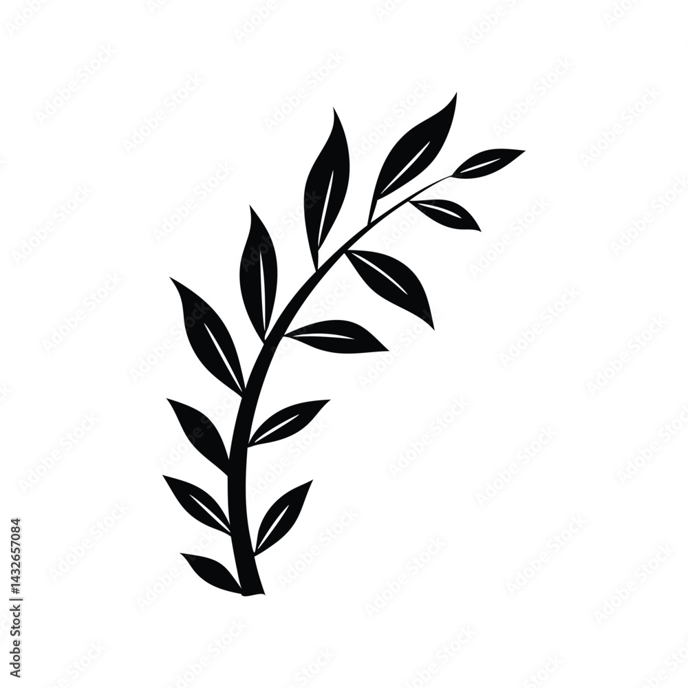 Silhouette of a Branch with Leaves Vector Illustration. Elegant botanical design, minimalist nature theme, and simple leaf branch vector art. Silhouette of a Branch with Leaves Vector Illustration. Elegant botanical design, minimalist nature theme, and simple leaf branch vector art.