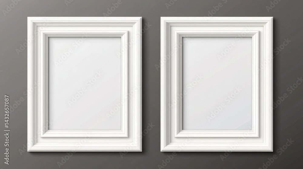 Set of empty white picture frames. Blank white picture frames mockup template isolated on transparent background Set of empty white picture frames. Blank white picture frames mockup template isolated on transparent background