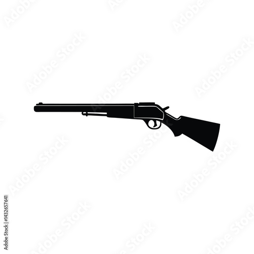 Shotgun Silhouette Black Vector Illustration – Hunting Gun Icon Isolated on White Background