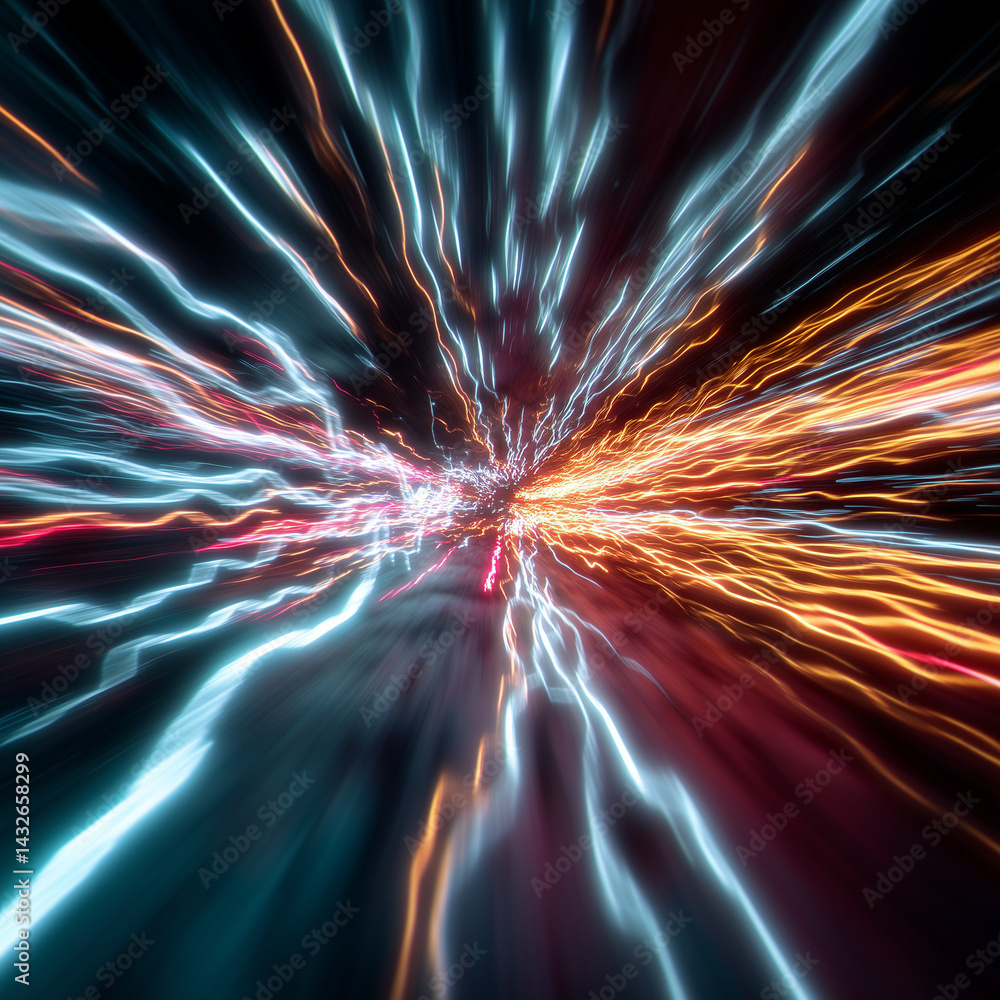 Fototapeta premium Futuristic Energy Portals and Sci-Fi Vortex Tunnels – Glowing Wormholes and Light Speed Motion FX Collection