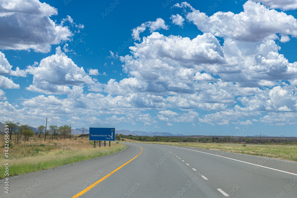 The national highway A1, Windhoek-Okahandja, Namibia