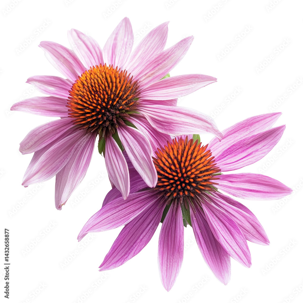 Echinacea flowers blooming on a transparent background showcasing their vibrant petals and medicinal properties, Medicinal two echinacea flowers on a transparent background Echinacea flowers blooming on a transparent background showcasing their vibrant petals and medicinal properties, Medicinal two echinacea flowers on a transparent background