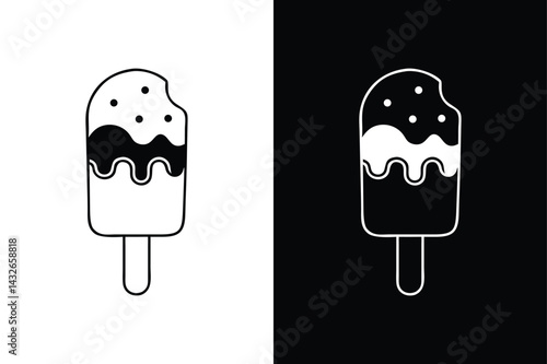 Flat Ice Cream line Icon. Waffle Cone, Sundae, and Popsicle