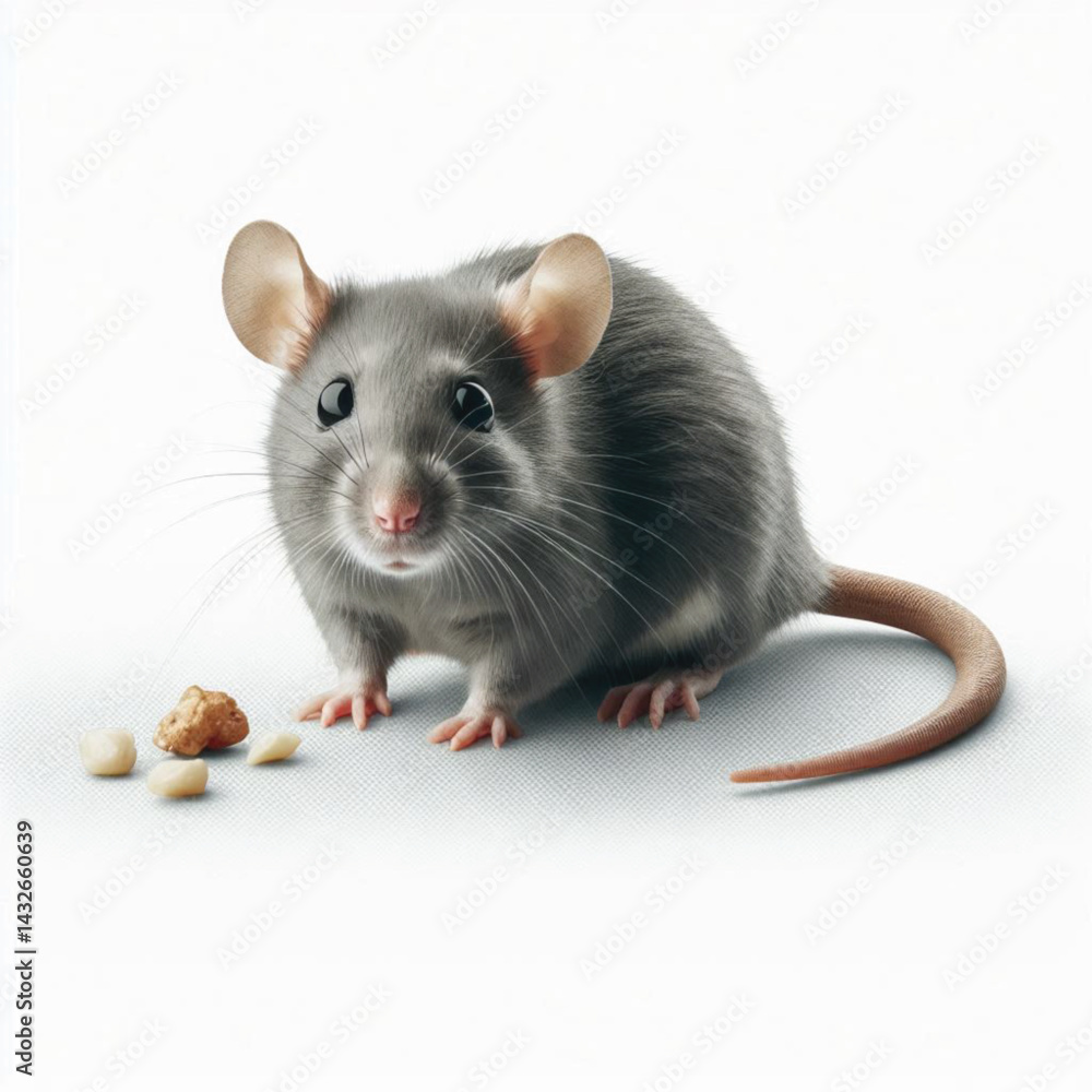 Curious gray rat isolated on transparent on white background Curious gray rat isolated on transparent on white background