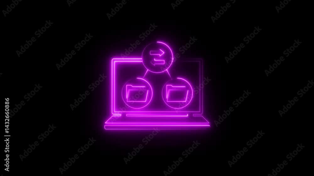Glowing neon server data exchange icon animation. Protected data transferring concept 4k animation. Tw squares with folder icons change.Data or information storage.new file or folder exchange concept. Glowing neon server data exchange icon animation. Protected data transferring concept 4k animation. Tw squares with folder icons change.Data or information storage.new file or folder exchange concept.