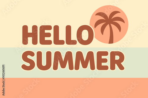 Retro Summer Vibes with Palm Tree and Text Design  