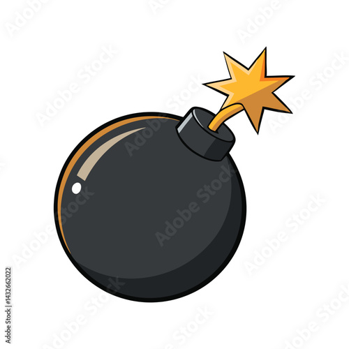 Cartoon Bomb Vector Illustration. Classic Explosive Device Graphic. Animated Danger Design Concept.