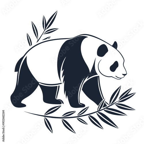 panda bear with bamboo