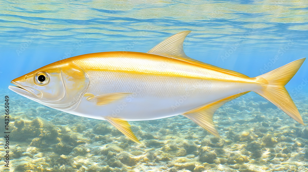 Naklejka premium Yellow fish underwater closeup