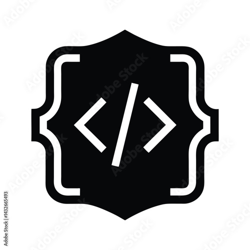 code bracket icon silhouette vector illustration