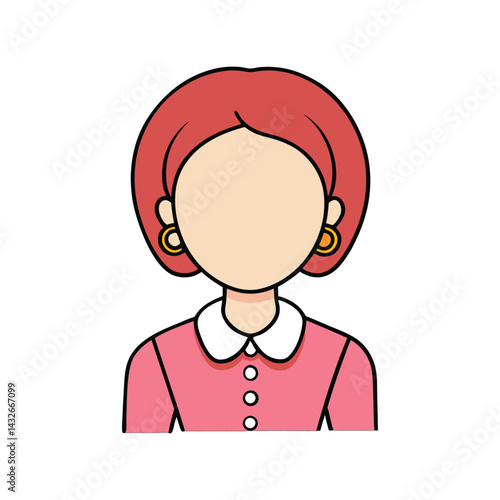 Faceless Cartoon Character Portrait – Minimalist Vector Illustration