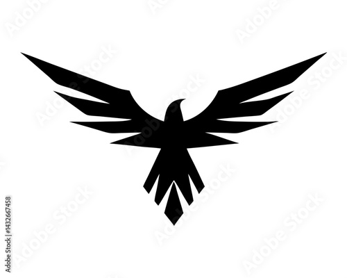 Modern Geometric Phoenix Logo. Abstract Firebird Vector Icon