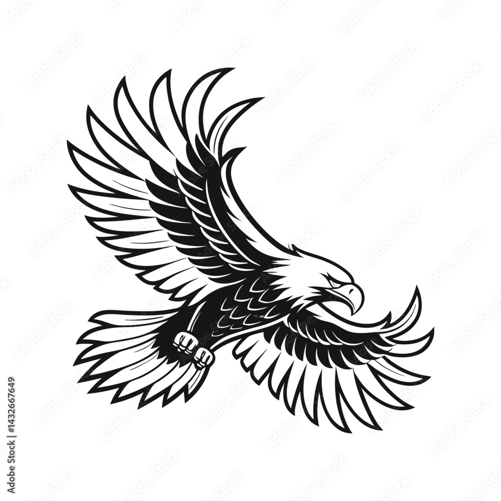 Fototapeta premium Flying Eagle silhouette vector illustration