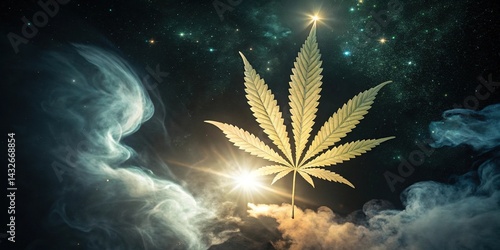 Isolated against a dark backdrop, the green marijuana cannabis leaf, also known as hemp or weed, represents both nature and potential medical use