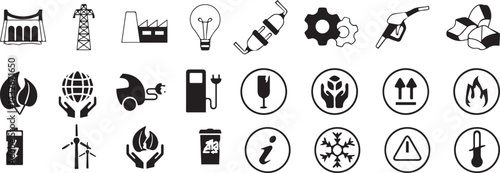 Set of 24 outline ecology and environment, recycling, nature protection, renewable energy and sustainable technology Vector illustration and with recycling editable vector isolated