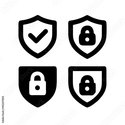 Security shield sign vector illustration, Lock security icon, Set of security shield icons, securityshields symbols with check mark and padlock, Shield security icon, Safety, protection sign

