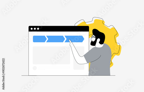 Breadcrumbs navigation concept for SEO and UX design, improving internal linking, web site structure and hierarchy for better website usability. Breadcrumbs vector illustration and icons