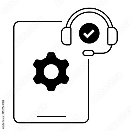 Document Support Verified. Support document with gear and headset icon marked as approved