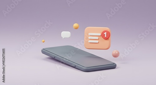 Wallpaper Mural New Message Notification on Smartphone 3D Render Torontodigital.ca