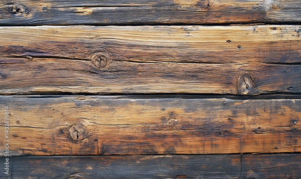 Naklejka premium Background of old, weathered wooden planks.