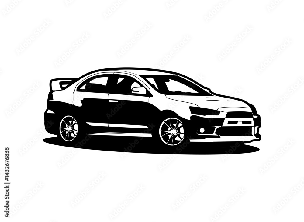 vector illustration sports sedan racing car monochrome silhouette vector illustration sports sedan racing car monochrome silhouette