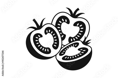 Tomato slice silhouette vector illustration 