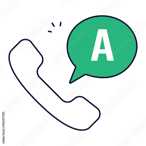 Phone Support Answer. Phone icon with A speech bubble indicating reply or agent response